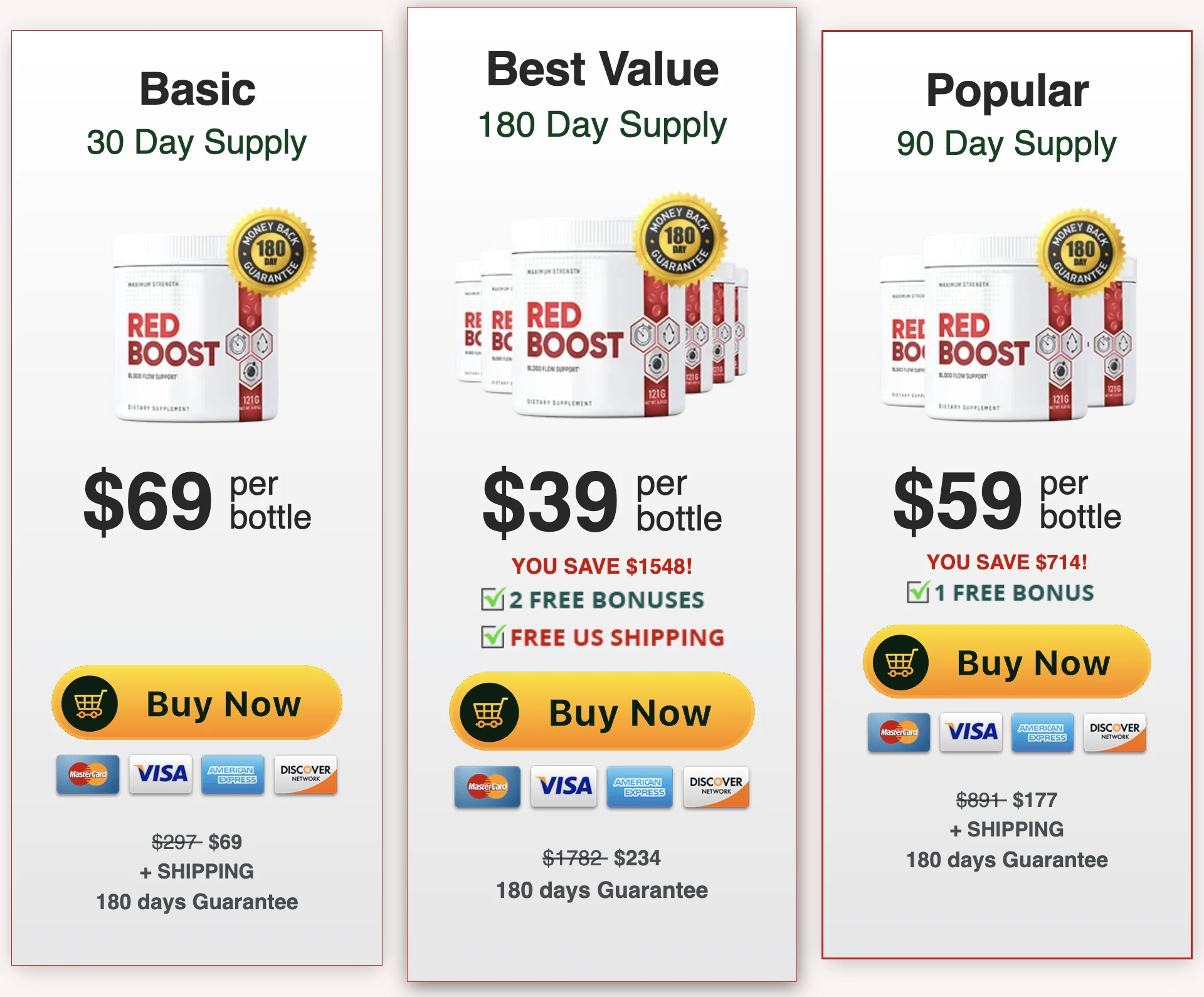 Red Boost bottle pricing